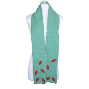 TICKLE Mogwaii Designs Pale Mint Orange Leaf Applique Scarf